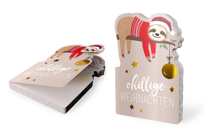 Chillige Weihnachten Faultier Set1 mit Notizblock und Bleistift