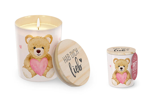 Duftkerze Teddy - Hab dich lieb mit Jasminduft