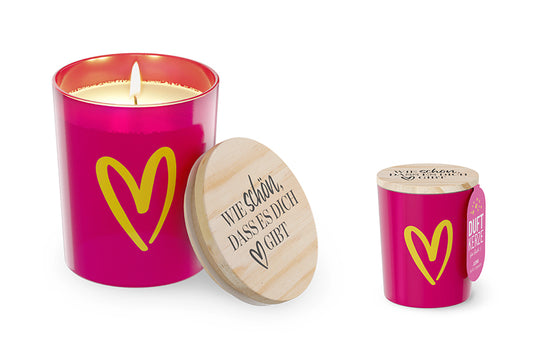 Duftkerze Herz Wie schön, dass es dich gibt mit Jasminduft