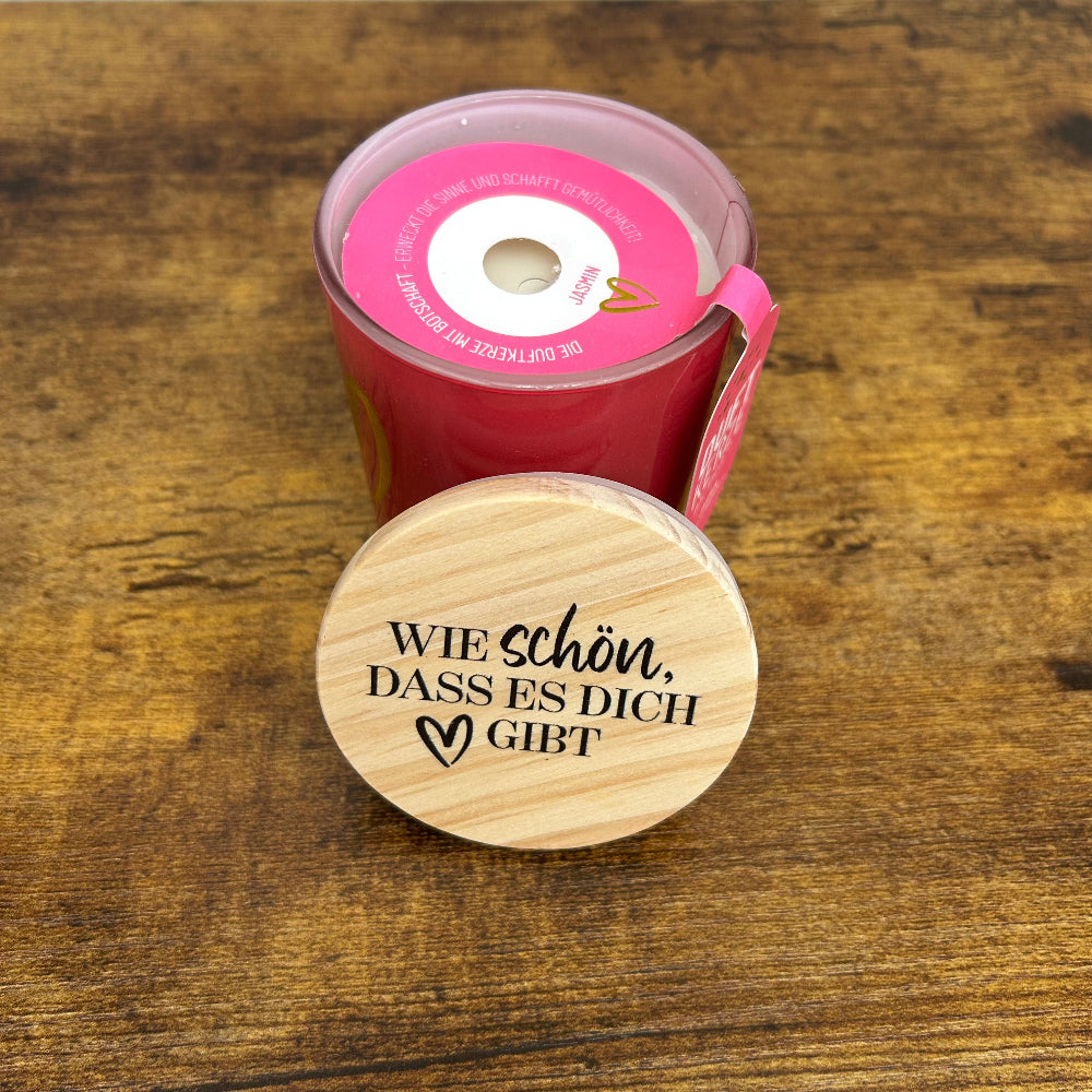 Duftkerze Herz Wie schön, dass es dich gibt mit Jasminduft