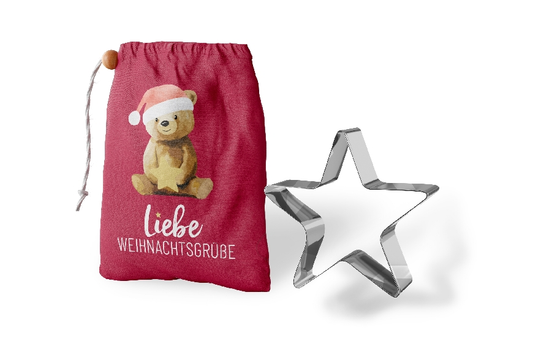 Keksform HappyXmas Stern Teddymotiv Liebe Weihnachtsgrüße