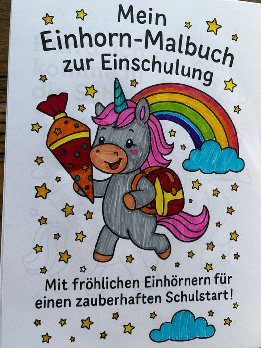 Einhorn Malbuch zur Einschulung