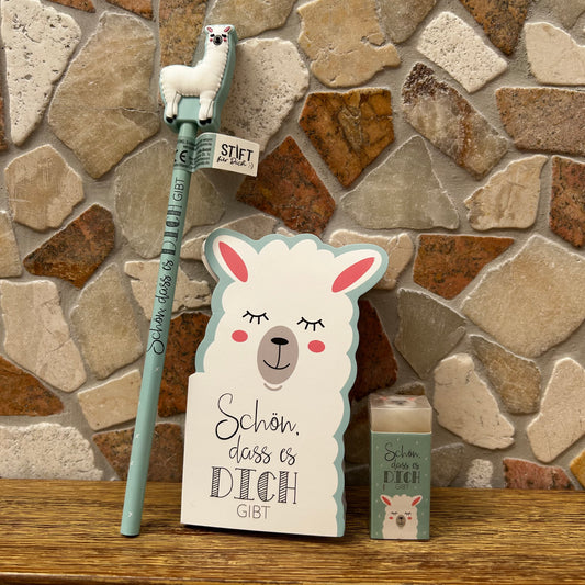 Lama Schreibset mit Notizblock, Bleistift und Radierer