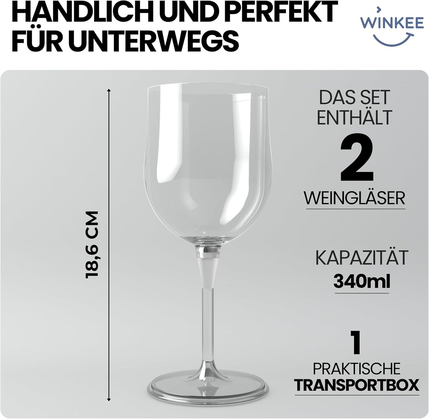 Weingläser to go 2er Set Stilvoller Wein-Genuss für unterwegs ca. 320ml