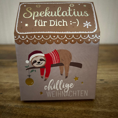 Chillige Weihnachten Faultier Set2 mit Notizblock, Bleistift und Spekulatius