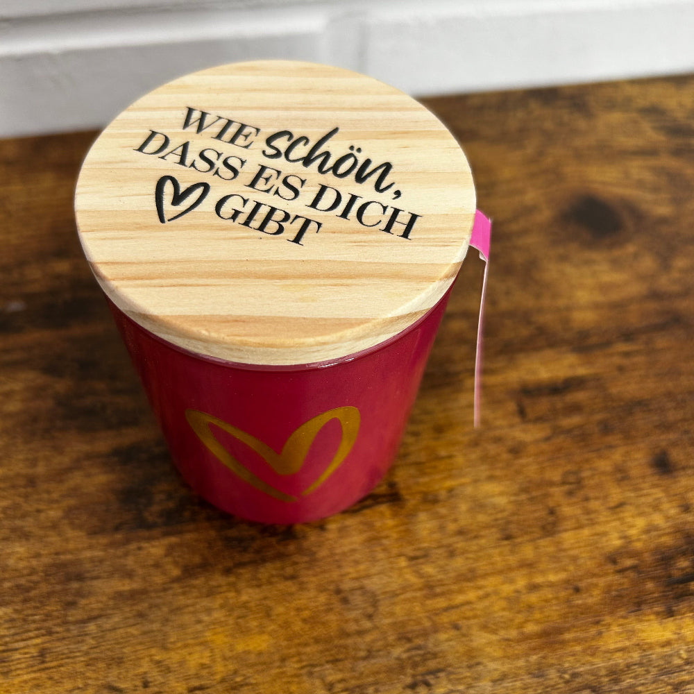 Duftkerze Herz Wie schön, dass es dich gibt mit Jasminduft