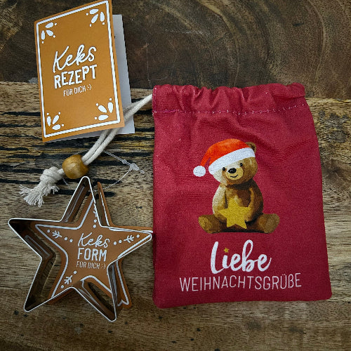 Keksform HappyXmas Stern Teddymotiv Liebe Weihnachtsgrüße