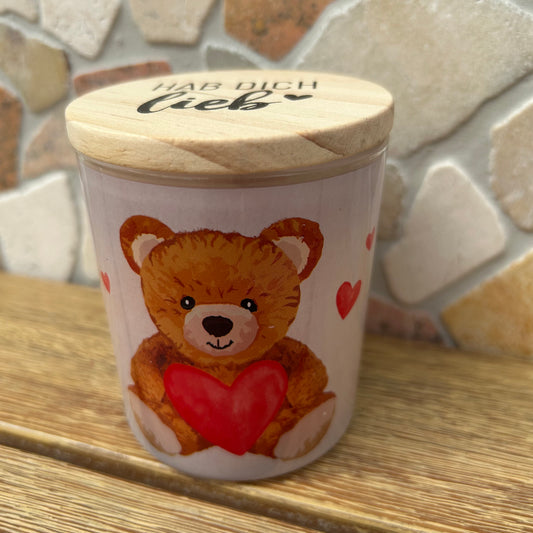 Duftkerze Teddy - Hab dich lieb mit Jasminduft
