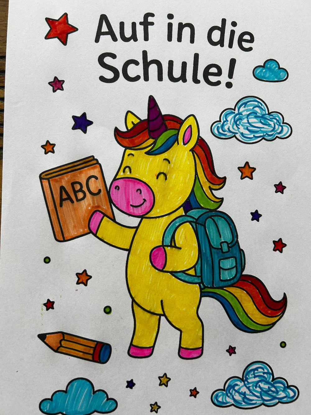 Einhorn Malbuch zur Einschulung