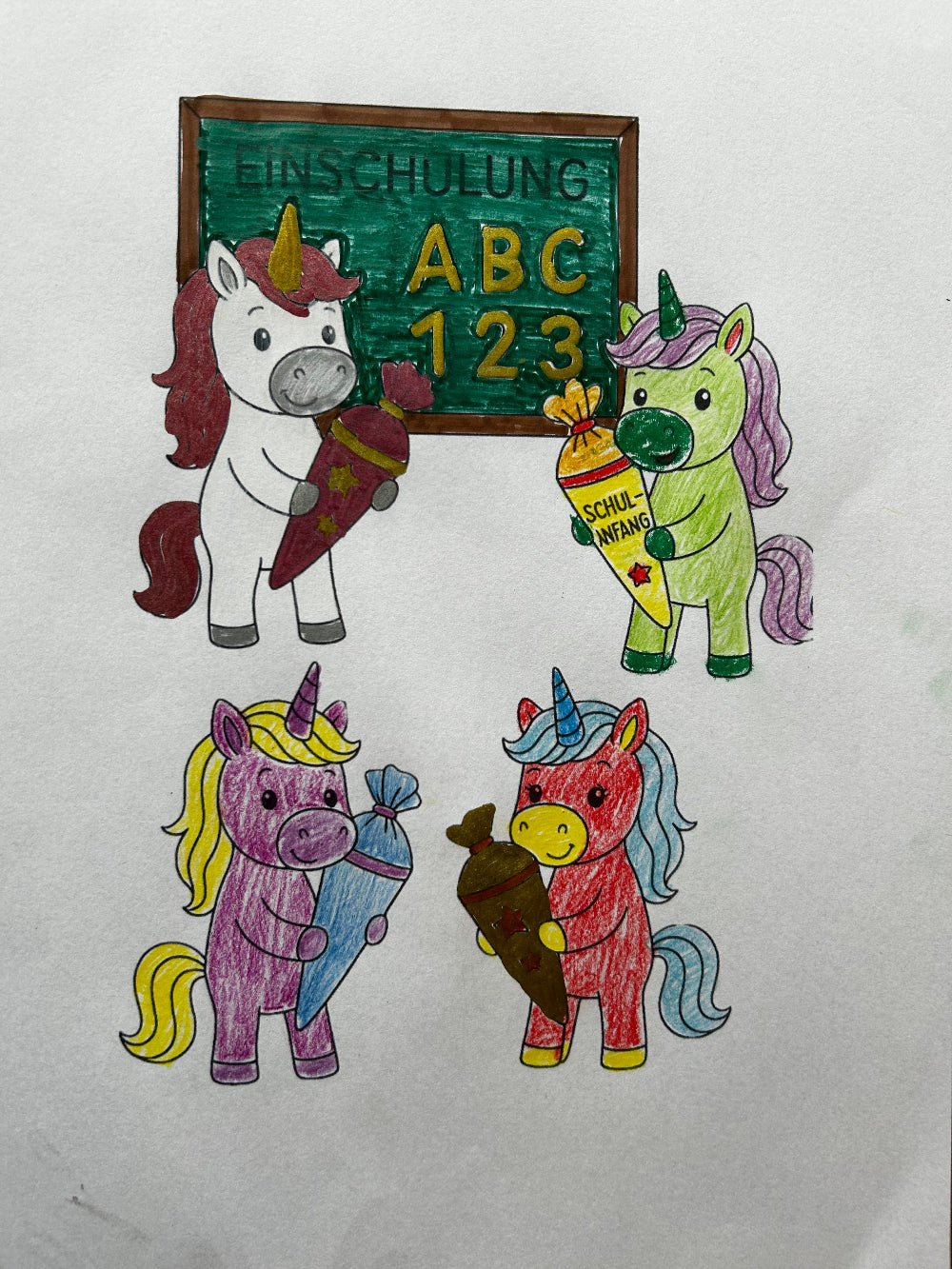 Einhorn Malbuch zur Einschulung