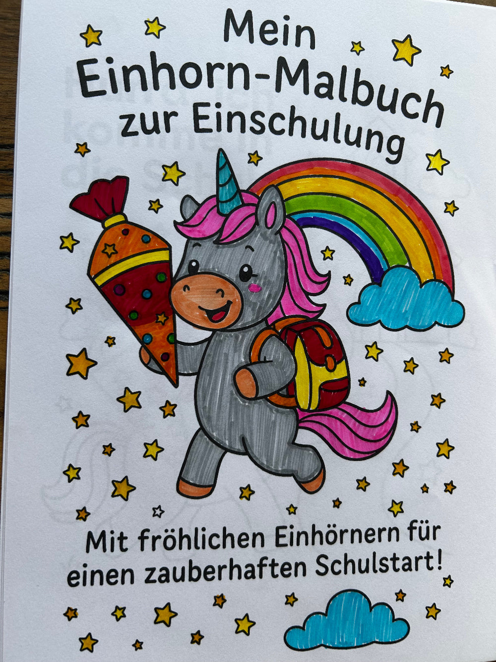 Einhorn Malbuch zur Einschulung