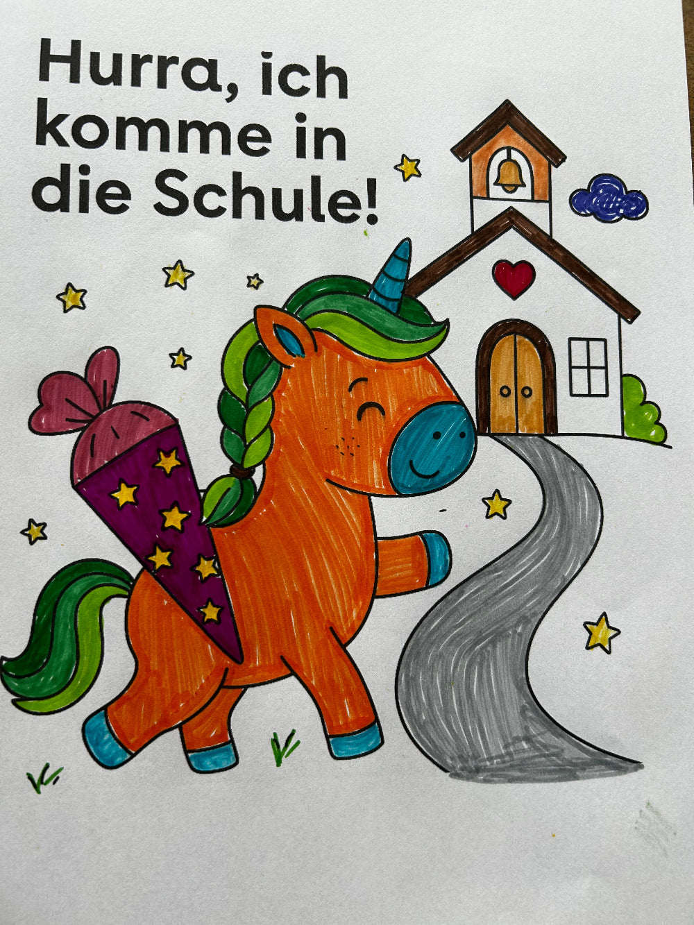 Einhorn Malbuch zur Einschulung