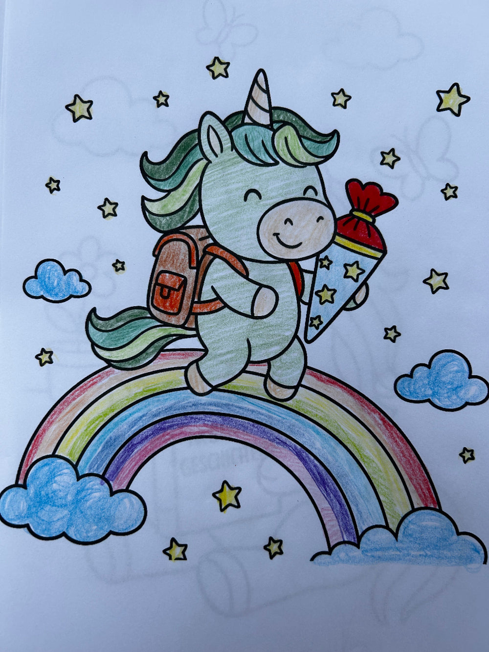 Einhorn Malbuch zur Einschulung