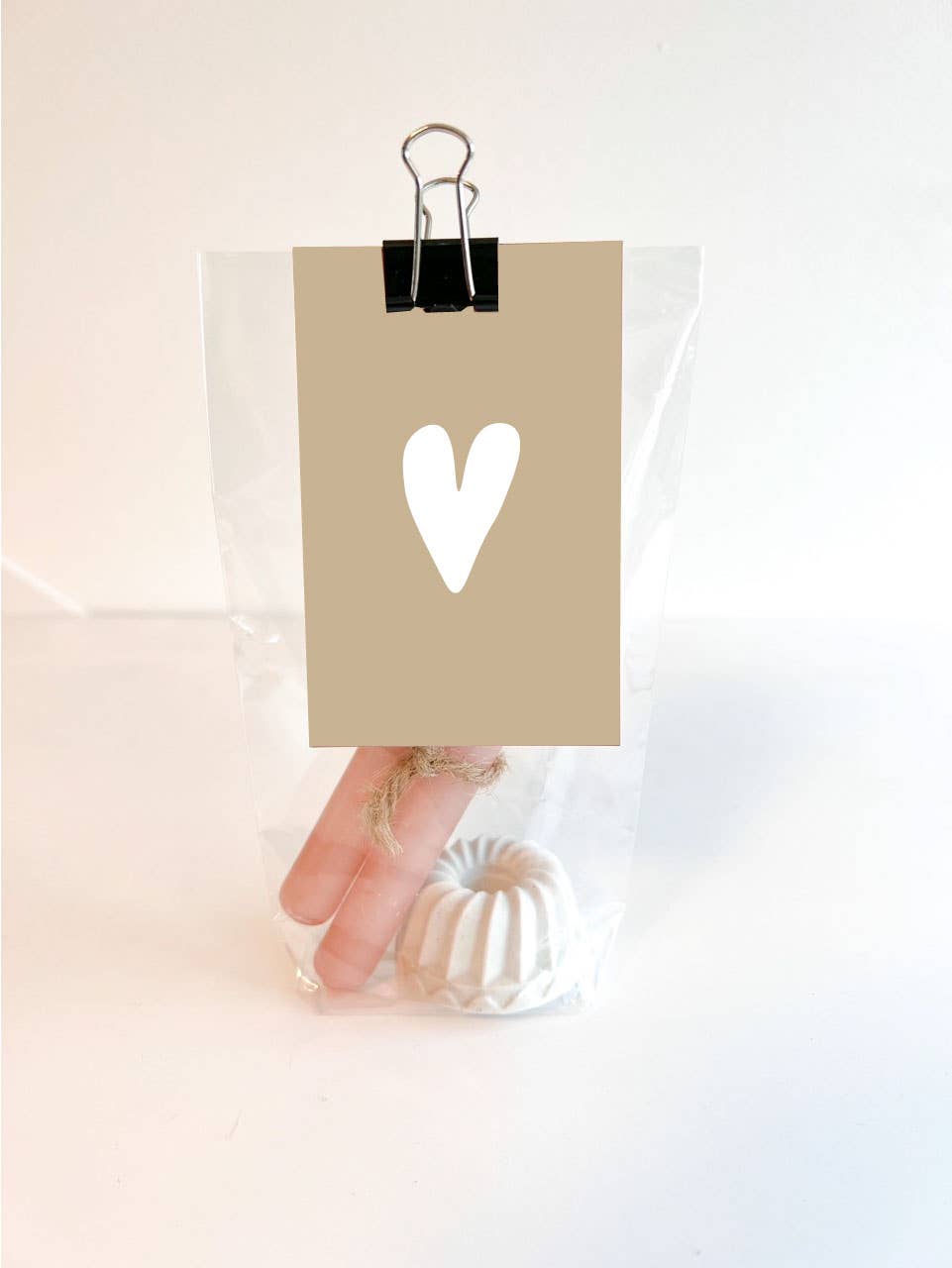 Geschenkbeutel mit Kerzenhalter – Herz Camel