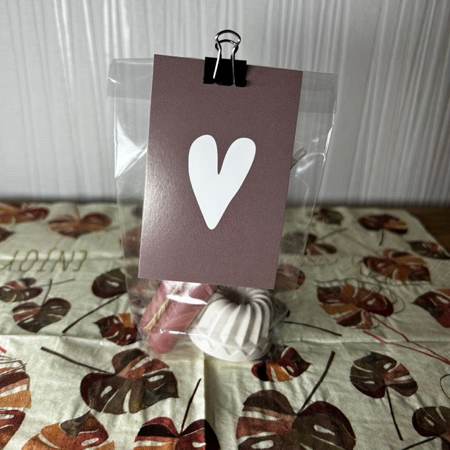 Geschenktüte mit Kerzenhalter – Herz in Altrosa