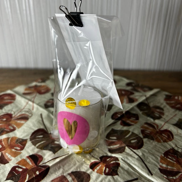 Geschenktüte mit Kerze – Herz Altrosa