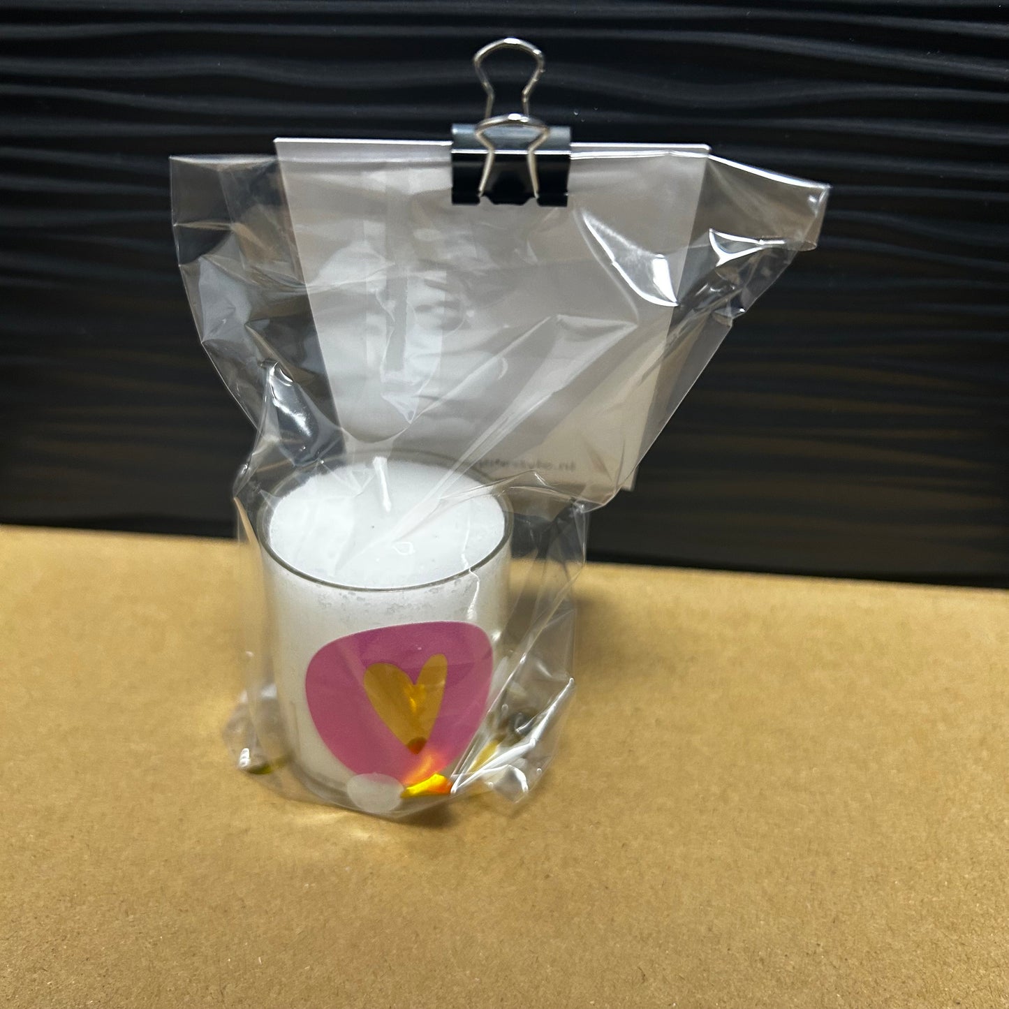 Geschenktüte mit Kerze – Herz Altrosa