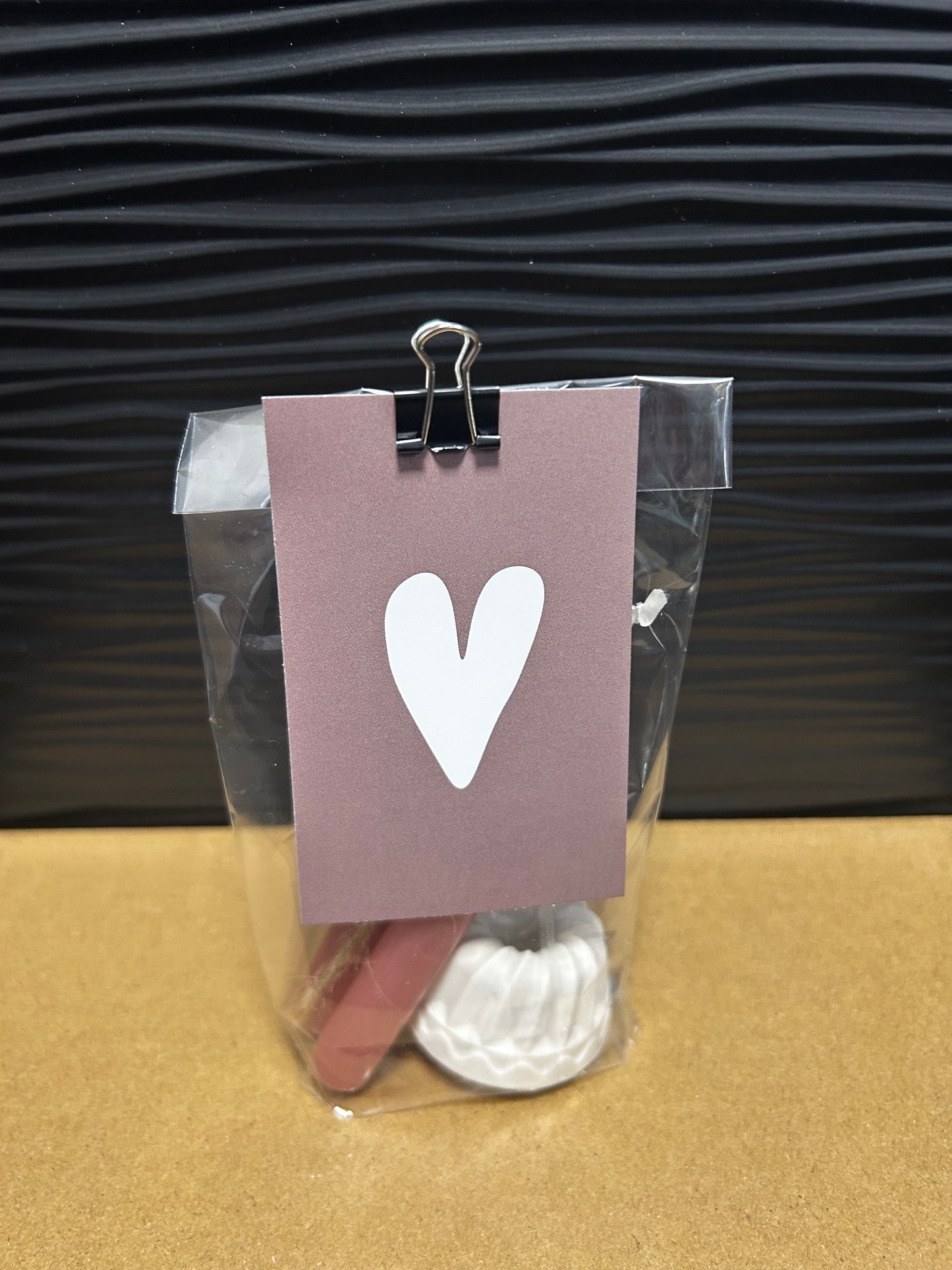 Geschenktüte mit Kerzenhalter – Herz in Altrosa