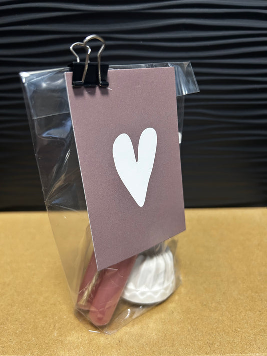 Geschenktüte mit Kerzenhalter – Herz in Altrosa