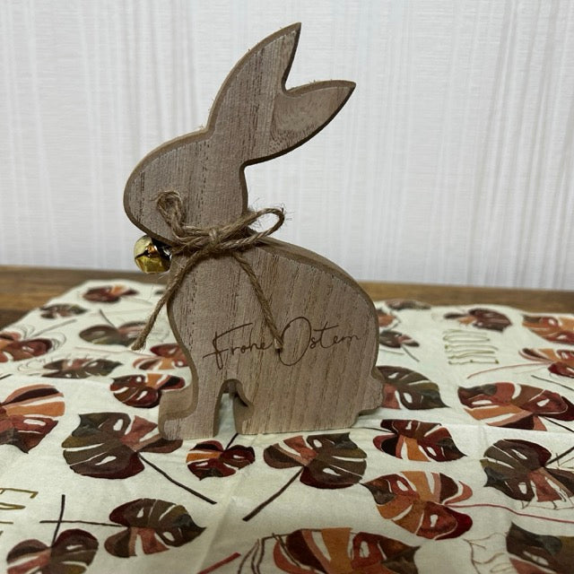 Aufsteller Hase, Frohe Ostern, aus Holz natur (B/H/T) 9x15x2cm