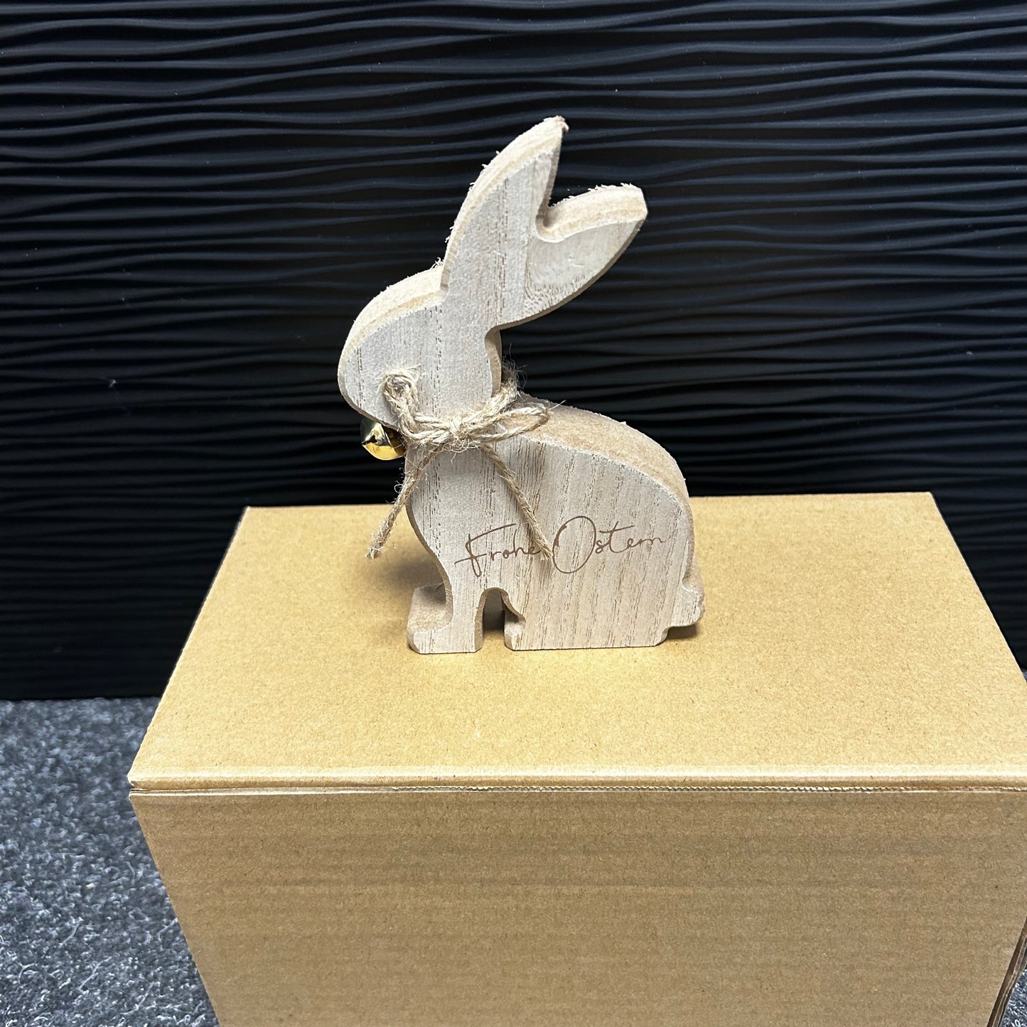 Aufsteller Hase, Frohe Ostern, aus Holz natur (B/H/T) 9x15x2cm