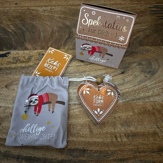 Chillige Weihnachten Faultier Set mit Keksform und Spekulatius