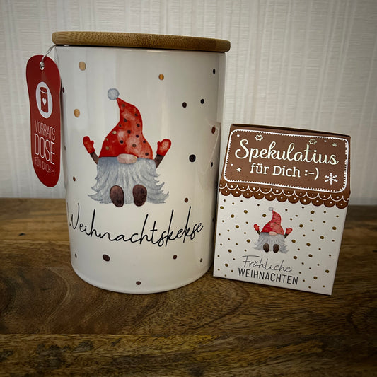 Weihnachtswichtel Set mit Keksdose und Spekulatius