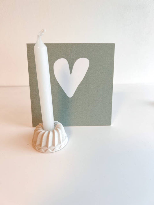 Kerze mit Halter und Forexplatte mit Herz in Blau