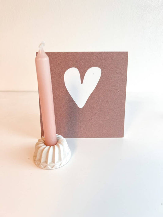 Kerze mit Halter und Forexplatte mit Herz in Altrosa