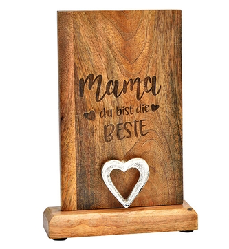 Mangoholz Herz Aufsteller "Mama du bist die Beste"
