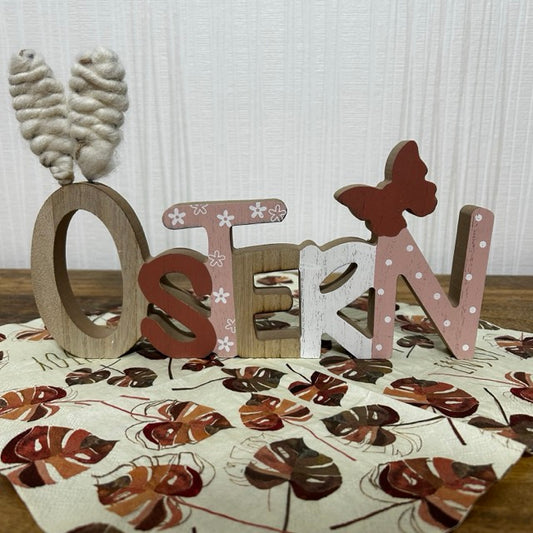 Aufsteller Schriftzug, Ostern, aus Holz natur (B/H/T) 27x18x2cm