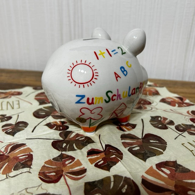 Sparschwein "Zum Schulanfang" aus Keramik, Bunt