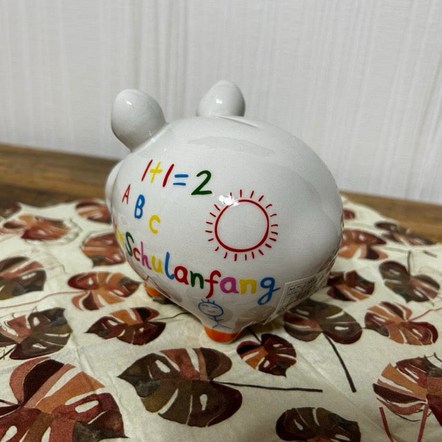 Sparschwein "Zum Schulanfang" aus Keramik, Bunt