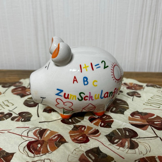Sparschwein "Zum Schulanfang" aus Keramik, Bunt