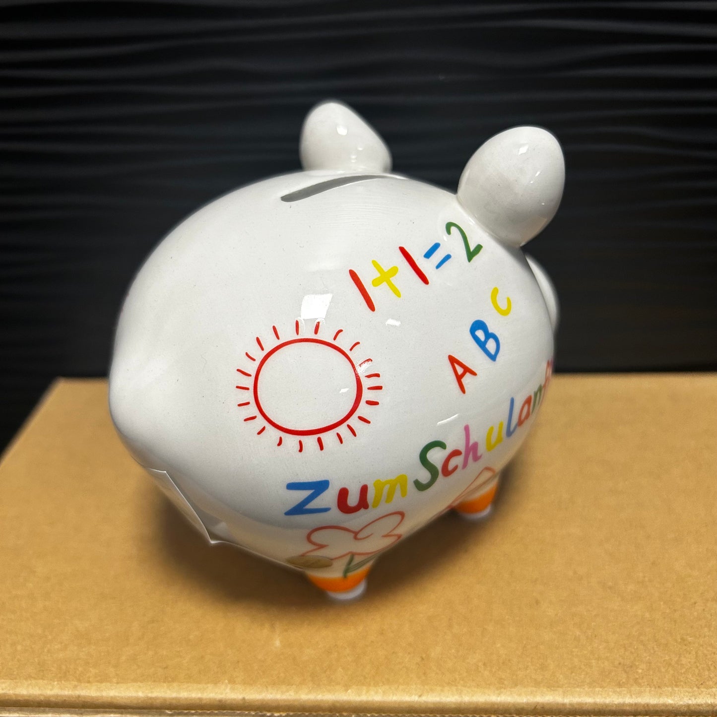 Sparschwein "Zum Schulanfang" aus Keramik, Bunt